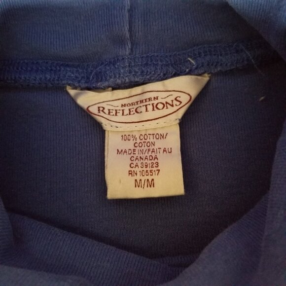 Blue, turtle neck long sleeve, cotton top, M, Northern Reflections, vintage - Picture 4 of 6